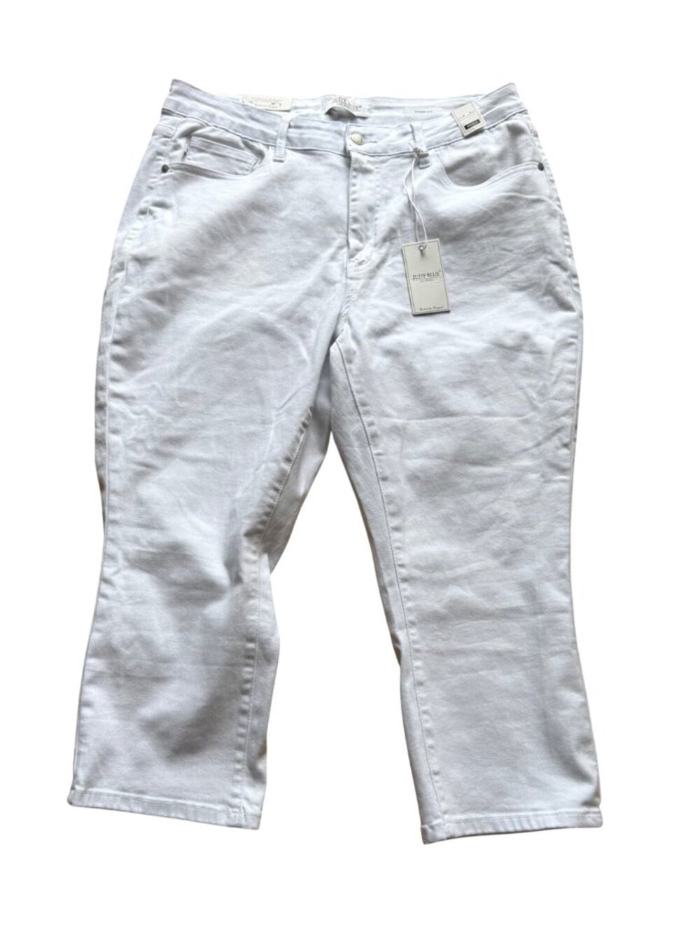 Judy Blue Women's Skinny Crop Jeans Plus 18W White Mid Rise Stretchy Capri NWT
